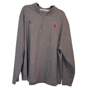 Jordan Oklahoma Sooners Gray Quarter-Zip Shirt Long Sleeve Men's Size 3x